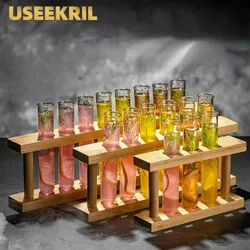 6/12 Stuks Reageerbuis Glazen Beker Borrelglaasjes Bar Houten Reageerbuis Creatieve Cocktailglazen Cups Sets Bar Party gereedschap Accessoires
