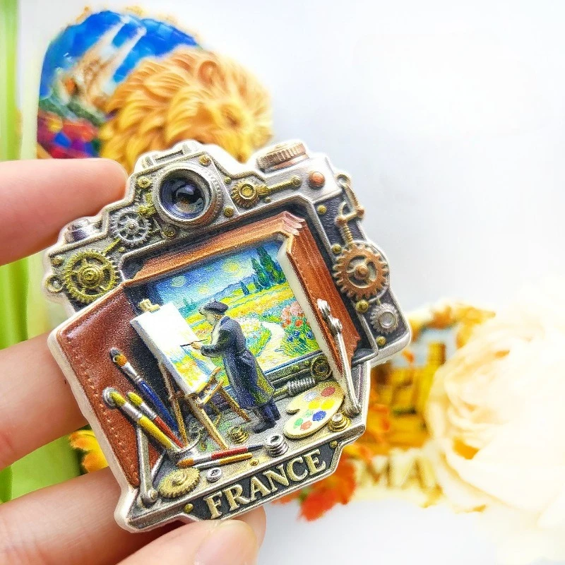 France Camera Fridge Magnet - Nostalgic 3D Artist & Gear Souvenir Unique Creative Gift for Travel & Atelier Home Decor