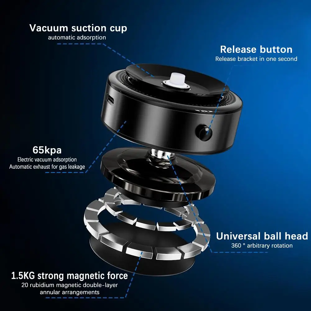 Auto Strongest Magnetic Updated 1.5KG  Load Bearing Car Mount Phone Holder Magnetic Vacuum Adsorption Ultra Stable Suction