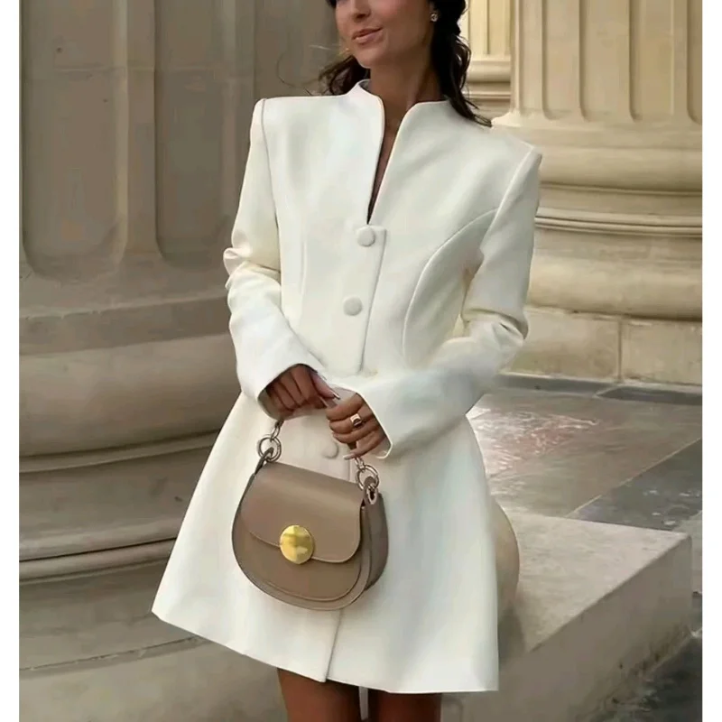 กระโปรงทรงเอวสูง คอตั้ง แต่งกระดุม ดีไซน์จีน สำหรับผู้หญิง รุ่นใหม่ประจำฤดูหนาว