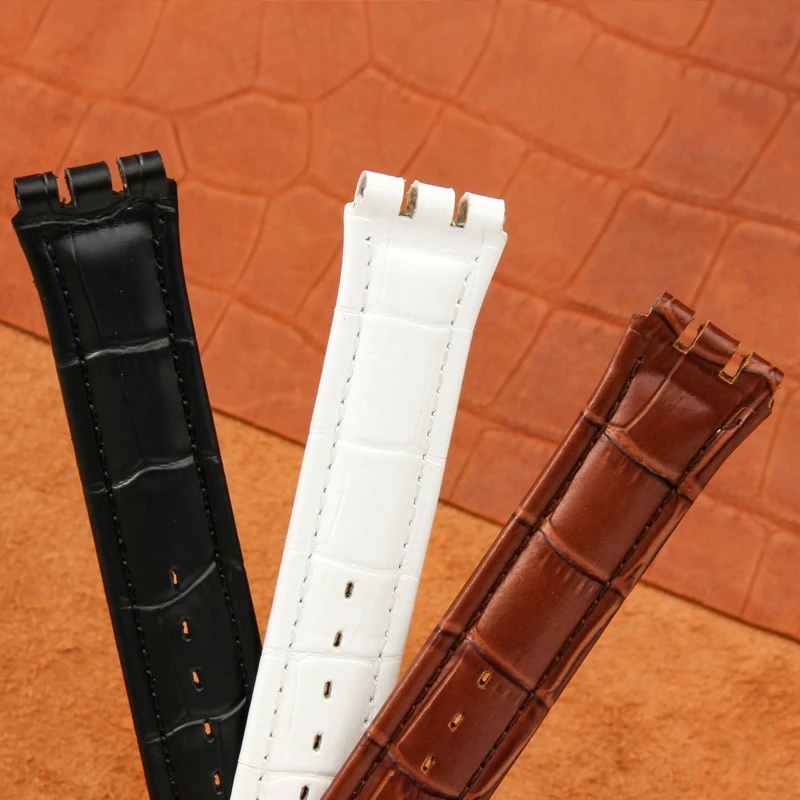 Genuine Leather Watch Band for Swatch 17mm 20mm Watch Strap Sports Waterproof Replacement Watch Band Men Women Business Bracelet