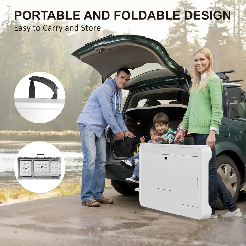 42.5" Fish Cleaning Table with Dual Sink, Portable Folding Camping Table with Faucet, Sprayer, Grid Rack, Hose Hook Up & Knife image 6