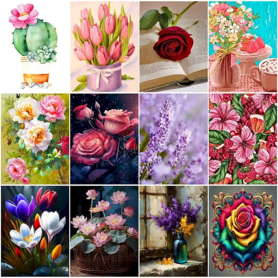 

RUOPOTY Diy Oil Painting By Numbers Watercolor Canvas Picture For Handiwork Flowers hobby With Frame Wall Decoration For Home