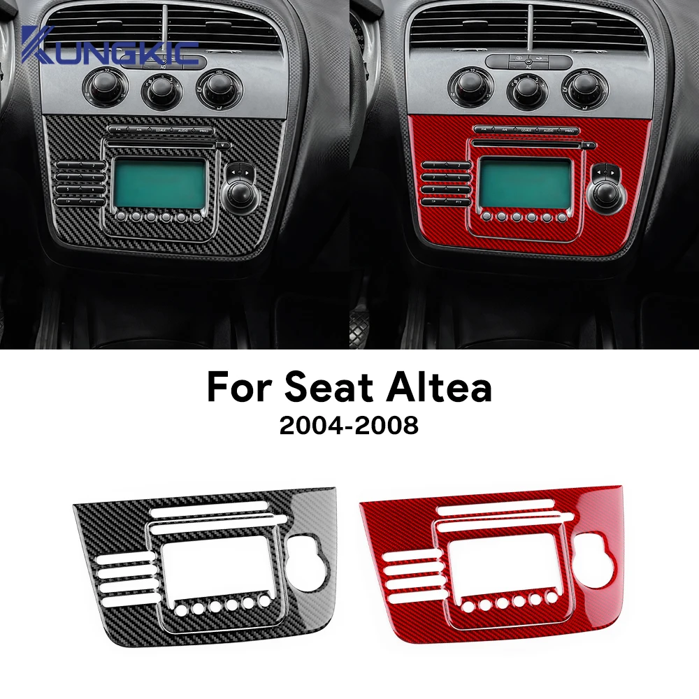 

Для Seat Altea 2004 2005 2006 2007 2008, настоящая мягкая наклейка из углеродного волокна, LHD автомобильная центральная воздушная CD-панель, отделка, аксессуары для интерьера