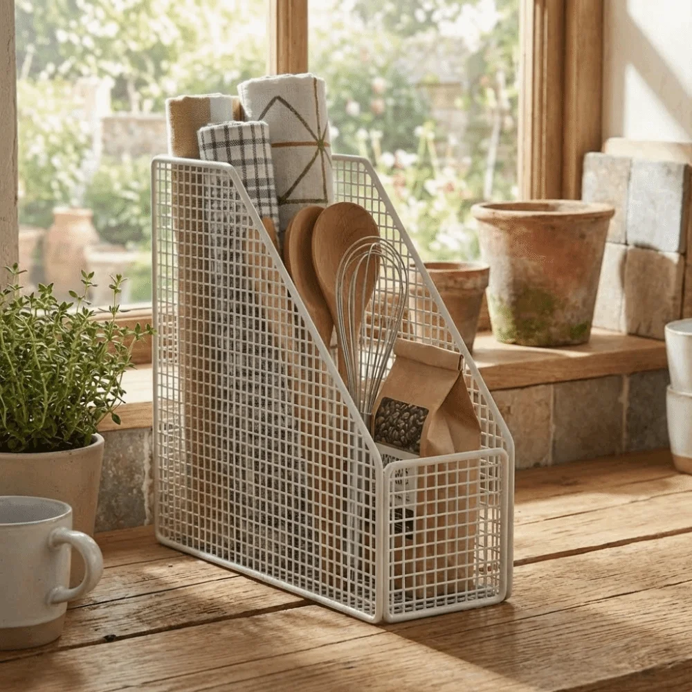 

Компактная кухонная полка для хранения, дышащий органайзер для пищевой пленки большой вместимости, нержавеющая железная корзина для хранения специй