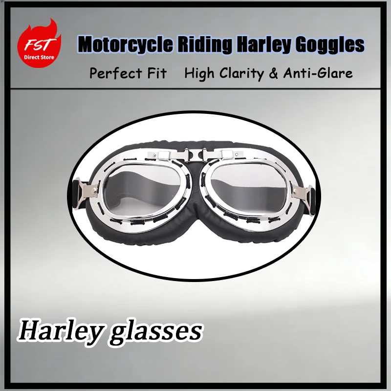 FOR Premium Vintage Harley Motorcycle Goggles Scratch-Resistant PC Lens Wind Dust Deflector Eyewear