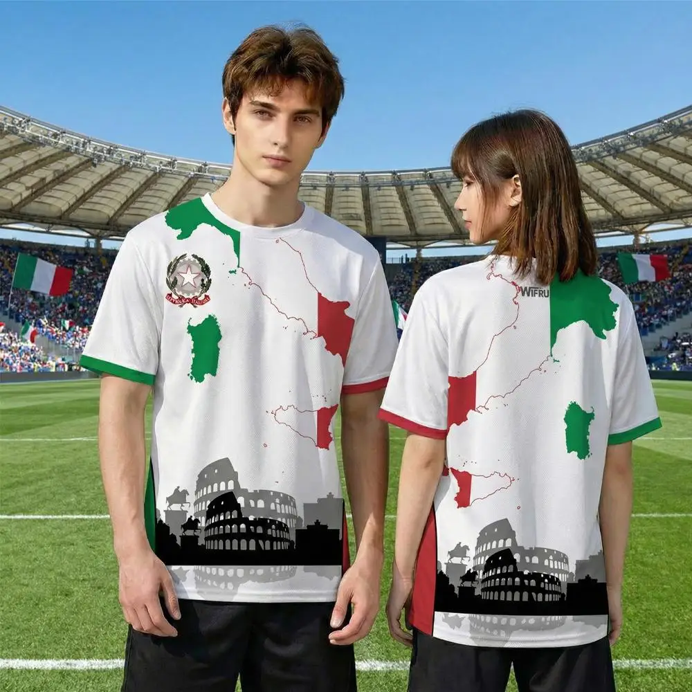 

Italian Flag Print Jersey Men's And Women's Quick Drying Breathable Sports T-shirt WIFRU 2026 New Casual Streetwear Men's Gift