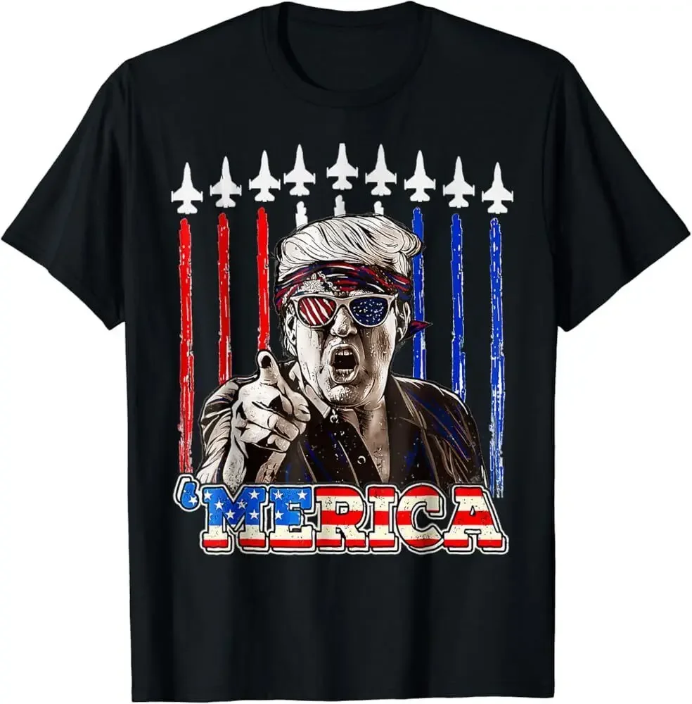 Merica Trump Happy 4Th Of July Trump American Flag T-Shirt