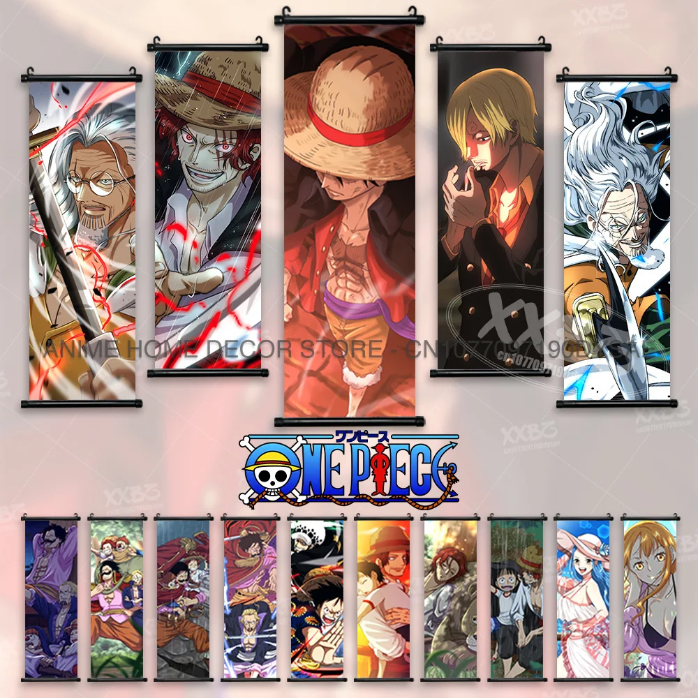 

ONE PIECE Poster Anime Paintings Luffy Shanks Home Decoration Rayleigh Wall Art Roger Scrolls Picture Buggy Mural Nami Wallpaper