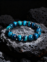 Lake Blue Tiger's Eye Bracelet Natural Stone Beaded for Energy Reiki Charm Protection & Courage Healing Crystal Unisex Jewelry