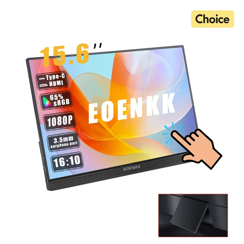 

EOEKK 15.6" Type-C 1080P60hz Portable Monitor Touchscreen 16:10 65%sRGB 300Cd/m² Travel Gaming Monitor for Laptop Switch Ps4 Ps5