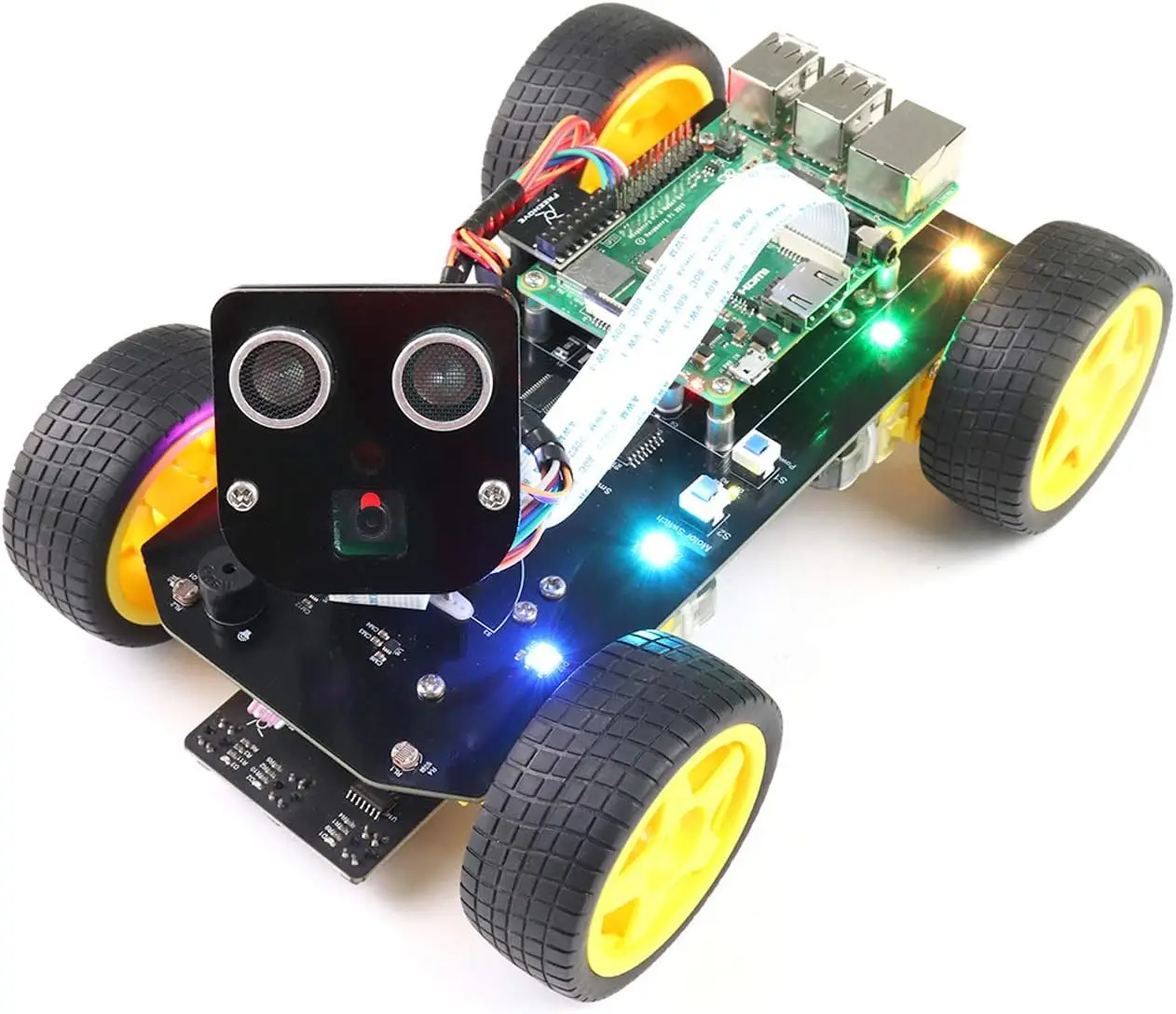 4WD Smart Car Kit for Raspberry Pi with Face, Line Tracking, Obstacle Avoidance, App Control & Camera
