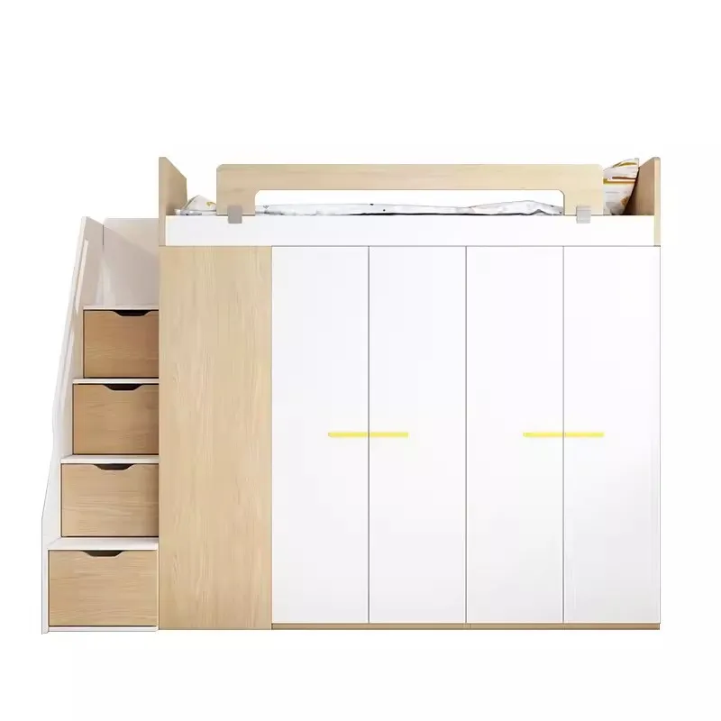 Children's wardrobe bed multi-functional combination cloakroom bed and lower cabinet integrated small apartment large-capacity