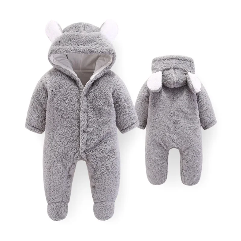 Thick Footed Newborn Baby Rompers 2021 Winter Warm Coral Fleece Baby Costume Infant Baby Sleepwear Overall Ropa Bebe jumpsuits