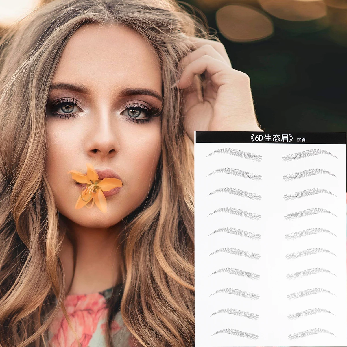 

2pcs Waterproof Eyebrow Stickers Miniature Artificial Patch Simulation Brow Makeup Tools Easy Use High Quality