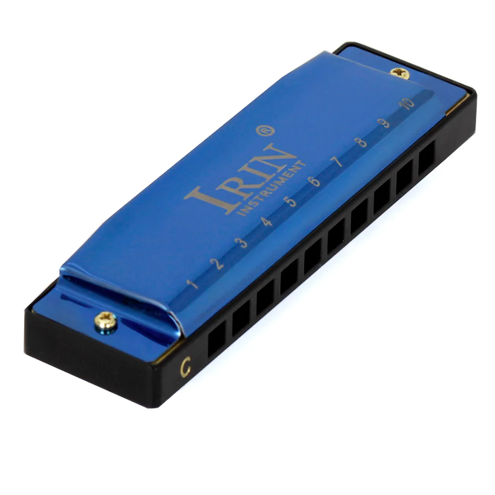 Blues Harp 10 Holes 20 Tone Harmonica Packed With A Plastic Box Playing Instruments Small Instruments (Blue with Cleansing Towel