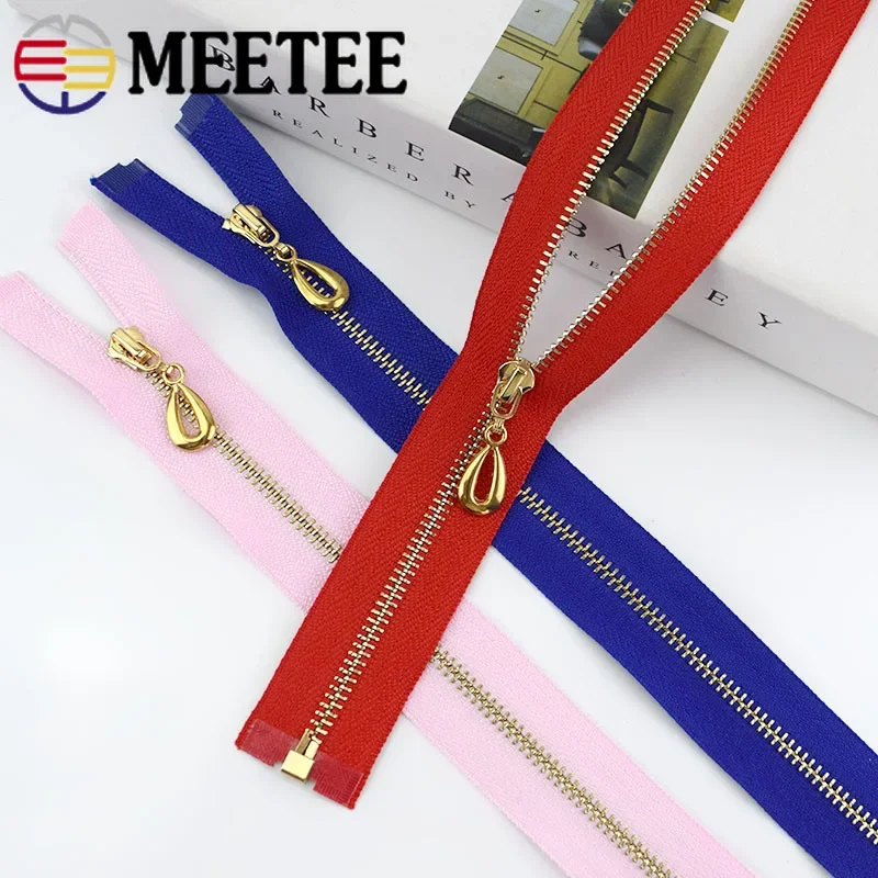 5Pcs Meetee 3# 40-70cm Metal Zipper Open End Decor Zip with Puller Bag Jacket Clothes Repair Kits DIY Tailoring Sewing Accessory