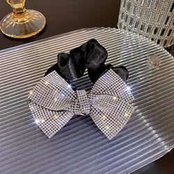 Sparkling rhinestone bow decoration with elastic hair bands and large intestine hair rings suitable for women and girls