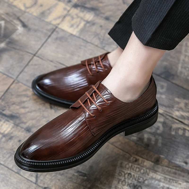 

Spring and Autumn Men Formal Shoes Pointed Business Casual Gentleman Height Increasing Anti Slip Wear-resistant Fashionable Shoe