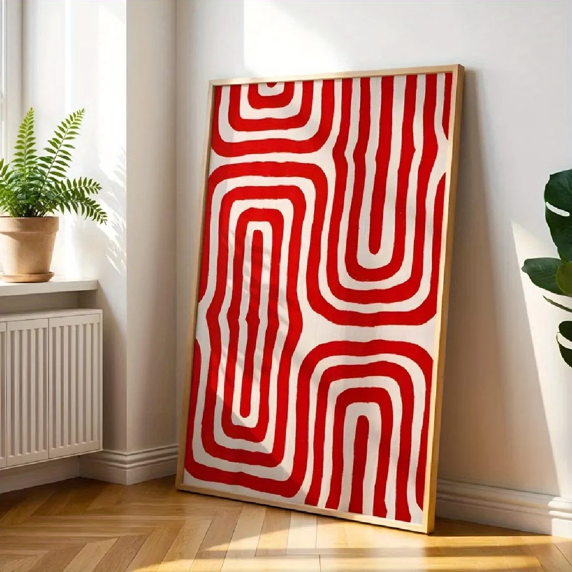 Modern,Retro A Red Geometric Design Wall Art Print Canvas Painting Poster Picture For Bedroom,Living Room Home Decor