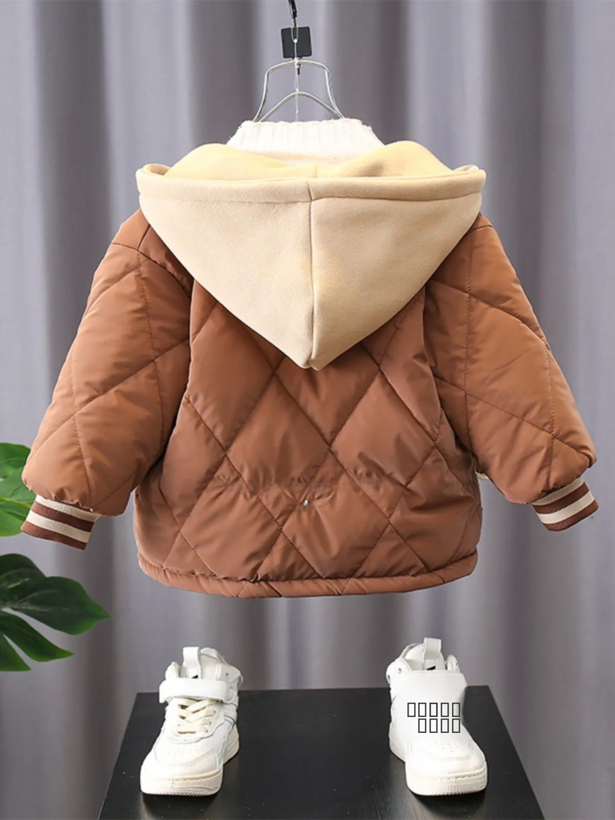 جايت بيسبول مبطن من Faionable Fce للأولاد ملابس رياضية عصرية بقلنسوة معطف قطني دافئ ملابس غير رسمية شبابية من نسيج الخيزران #4