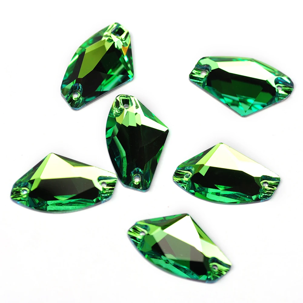 Peridot-Kristallglas-Aufnähsteine für Handarbeiten, Perlen für Kleidungsstücke, Schuhe, Hochzeitskleider-Dekorationen - Verschiedene Formen – Detail 2