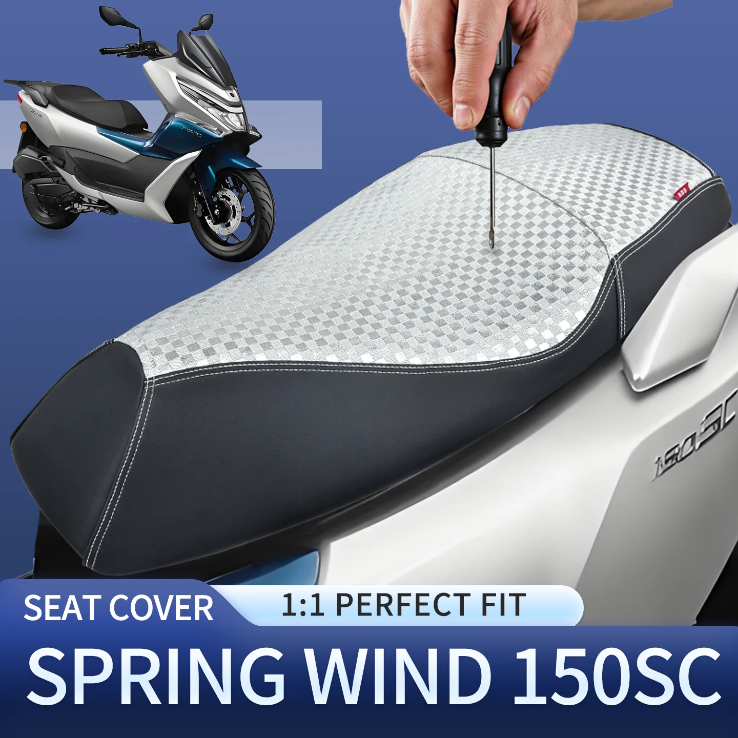 Suitable for Spring Wind 150SC Motorcycle Seat Cushion Cover, Motorcycle Accessories, All Season Universal