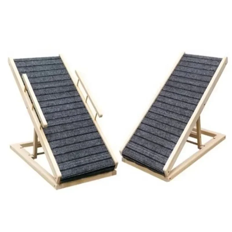 

Dog Ramp with Traction Mat Wooden Adjustable Pet Ladder for Dogs and Cats Easy Step to Car and Bed with Non-Slip Carpet