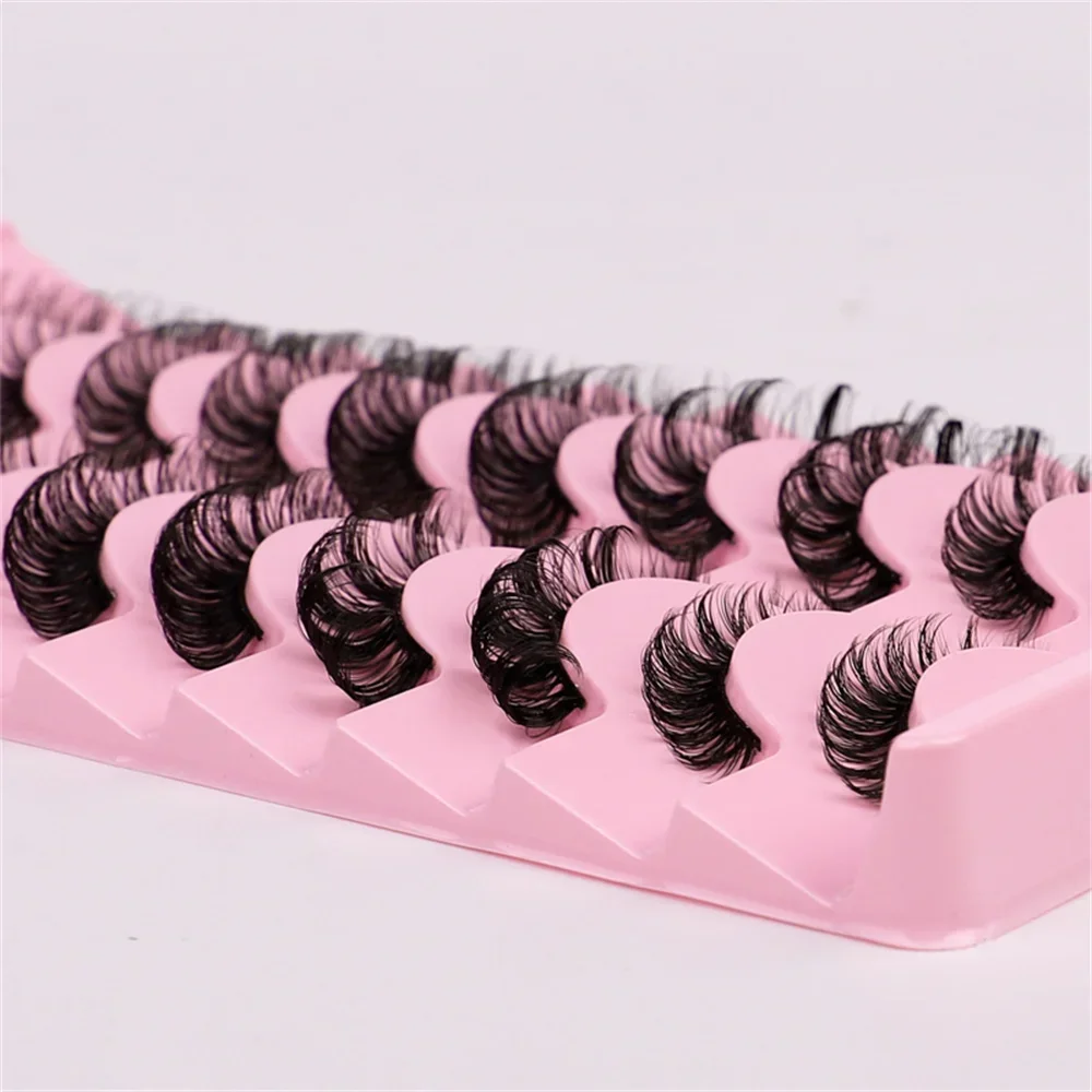 10 คู่ขนตา D Curl 10-16 มม.รัสเซียขนตา 3D Mink Eyelashes Reusable Fluffy รัสเซีย Strip Lashes eyelashes extensions