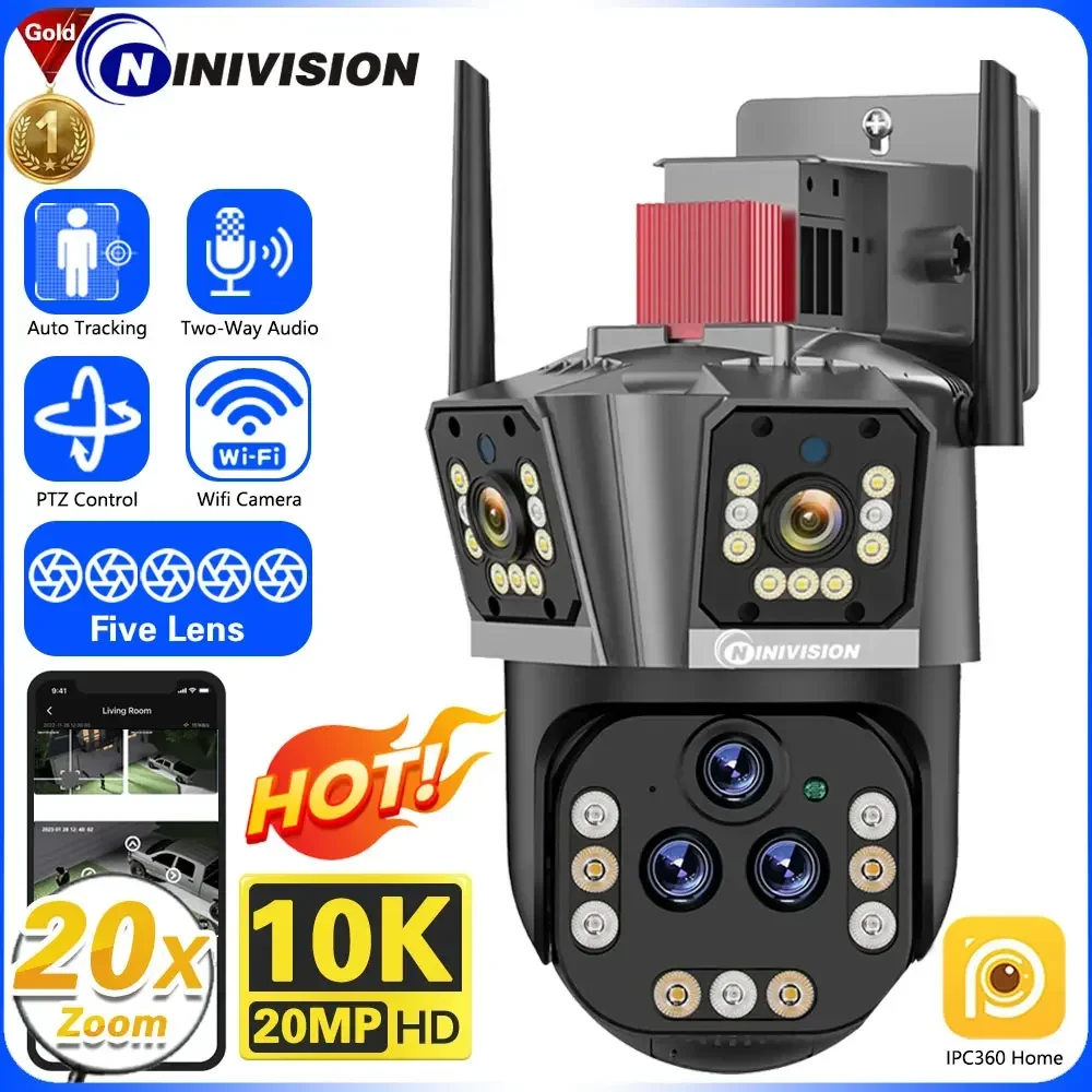 10K 20MP Wifi Camera Outdoor urveillance Camera 20X Optical Zoom Five Lens IP Camera Auto Tracking Night Vision IPC360 home Cam