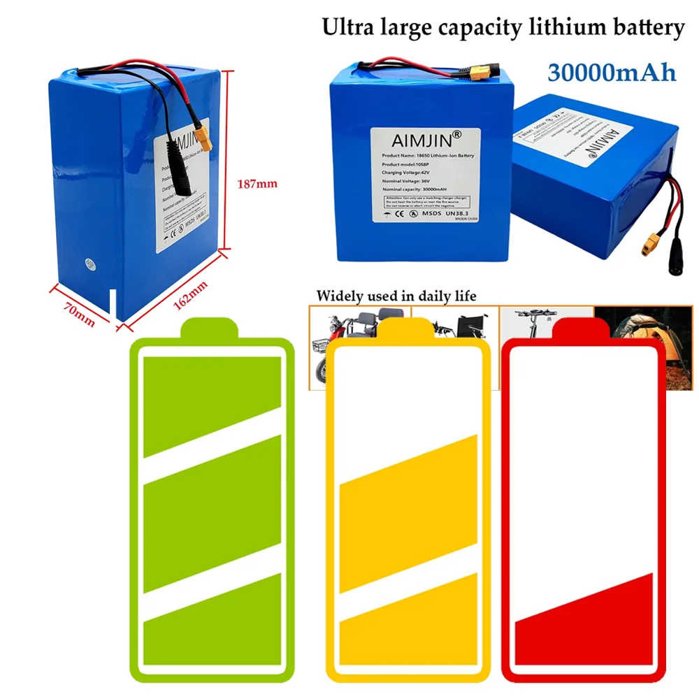 

36V 30000mAh lithium-ion battery pack 10S8P 18650 , suitable for electric scooters electric vehicles, bicycles with BMS