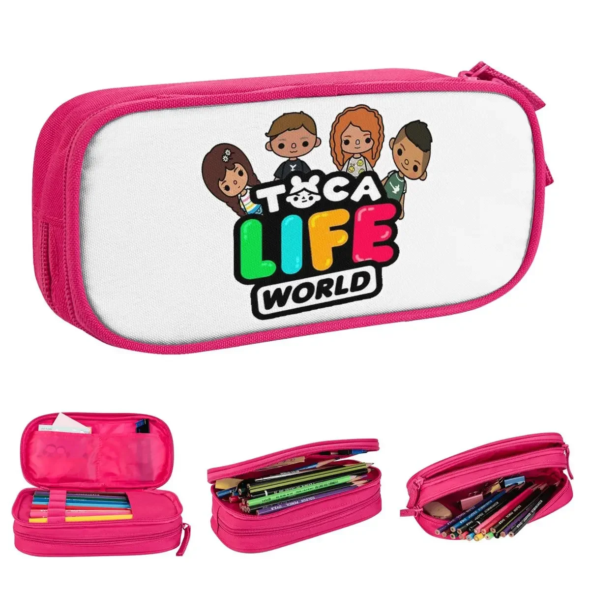 Colorful Toca Life Pencil Cases Game Pencilcases Pen for Student Large Storage Bag School Supplies Zipper Accessories