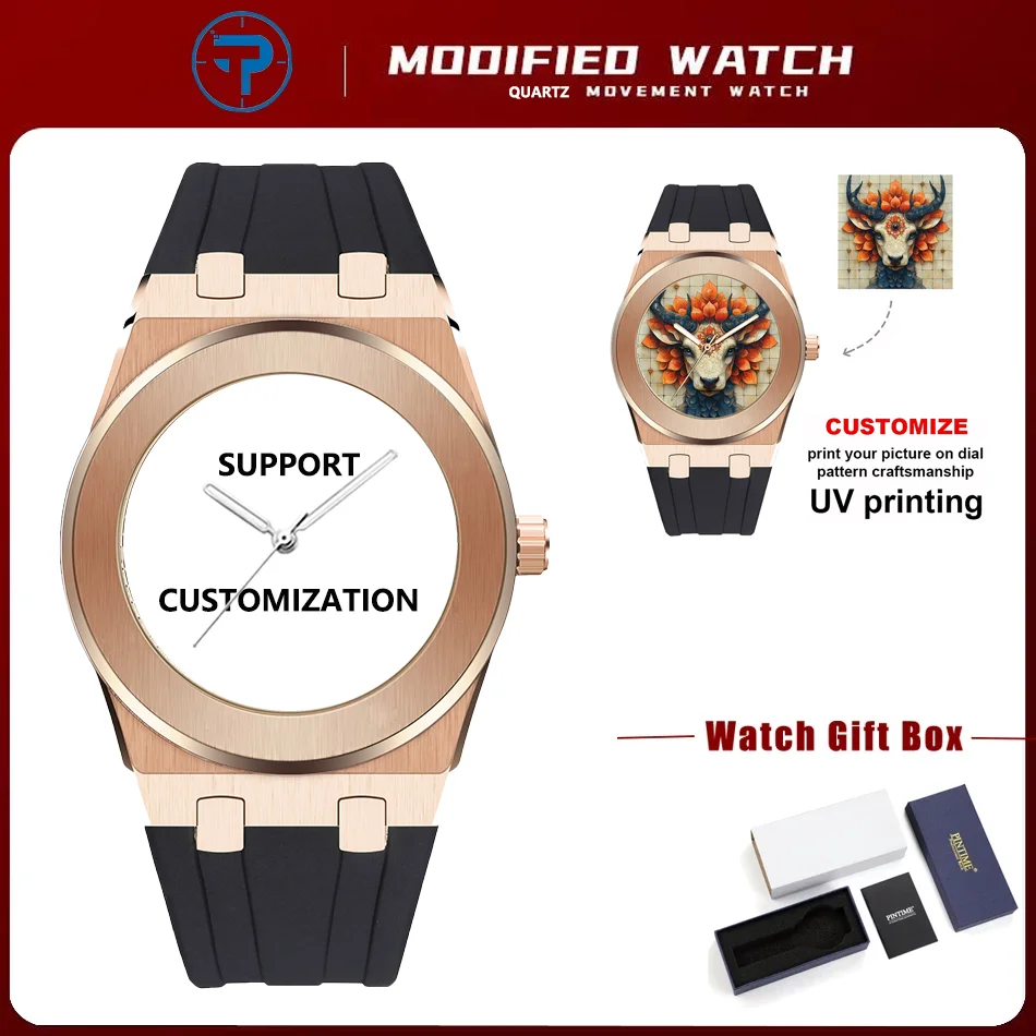 Anpassbare Fotouhr mit personalisierten Bildern. Eine stilvolle und elegante Herrenuhr mit Kautschukarmband. Reloj Mujer Reloj Hombre