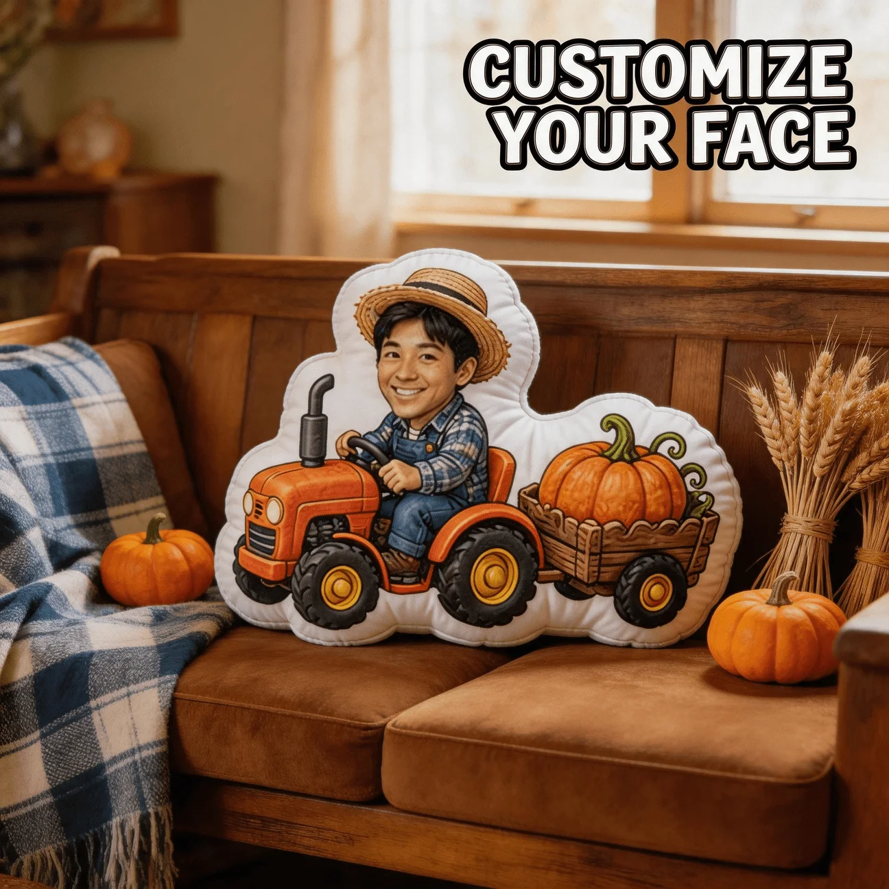 Personalized Photo Shaped Pillow - Custom Picture Cushion with Your Own Photo, Suitable for Home Decor Sofa & Bed, Farm-Themed G