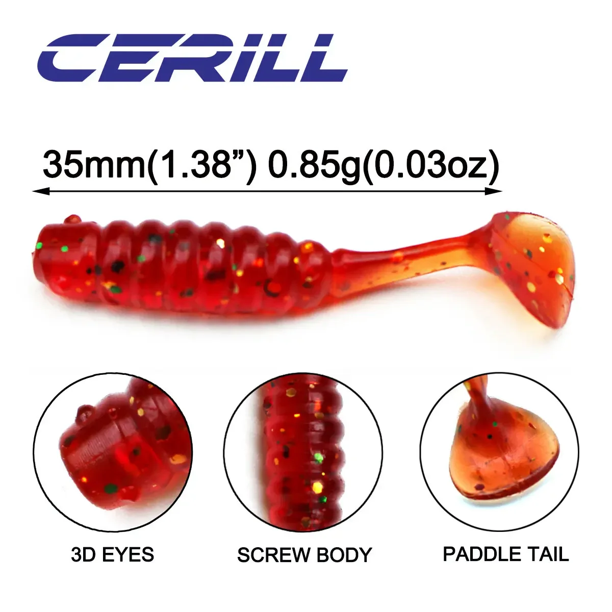 Cerill 10 PCS 35mm 0.85g Mini Paddle Tail Soft Fishing Lure Shad Baits Jigging Wobblers  Artificial Silicone Swimbait Tackle