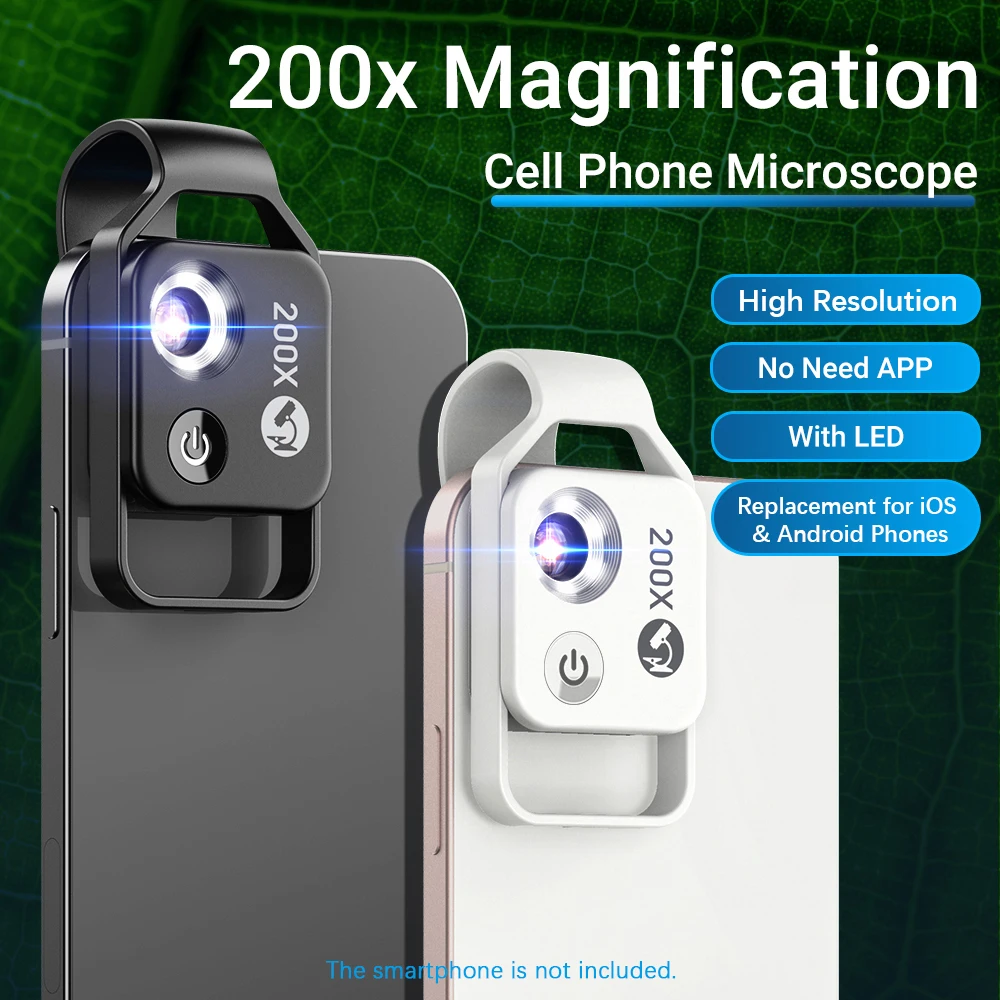 APEXEL MS002 200X Professional Phone Microscope Lens with Universal Phone Clip for Plant Insect Hair Skin Observation