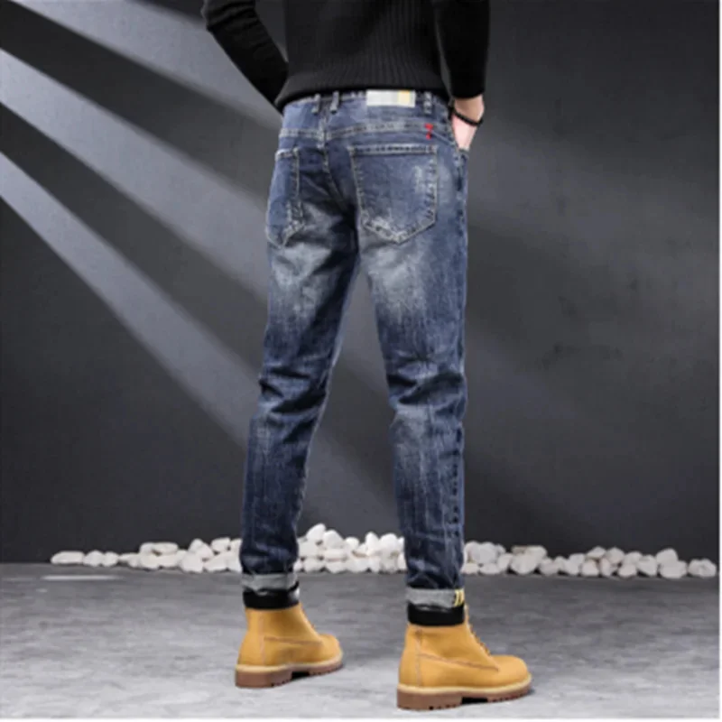 

Men's Spring New Embroidered Jeans Slim Fit Leggings Trousers Outdoor Hiking Walking Trekking Tooling Camping Clothes