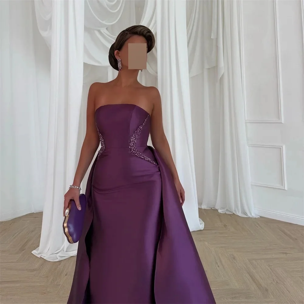 JDY Personalizzazione Abito da sera di lusso con spalle scoperte in raso viola, abito da cerimonia nuziale elegante فساتmavera