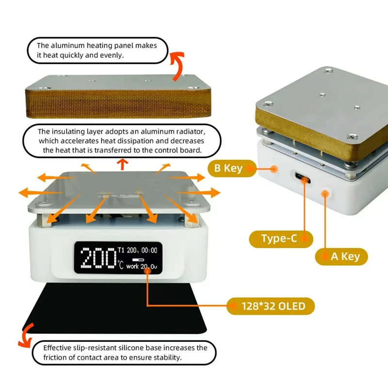

Y17A T55 Preheating Rework Station Constant Temp Adjustable Electronic Hot Plate For PCB SMD Heating Led Lamp Desoldering
