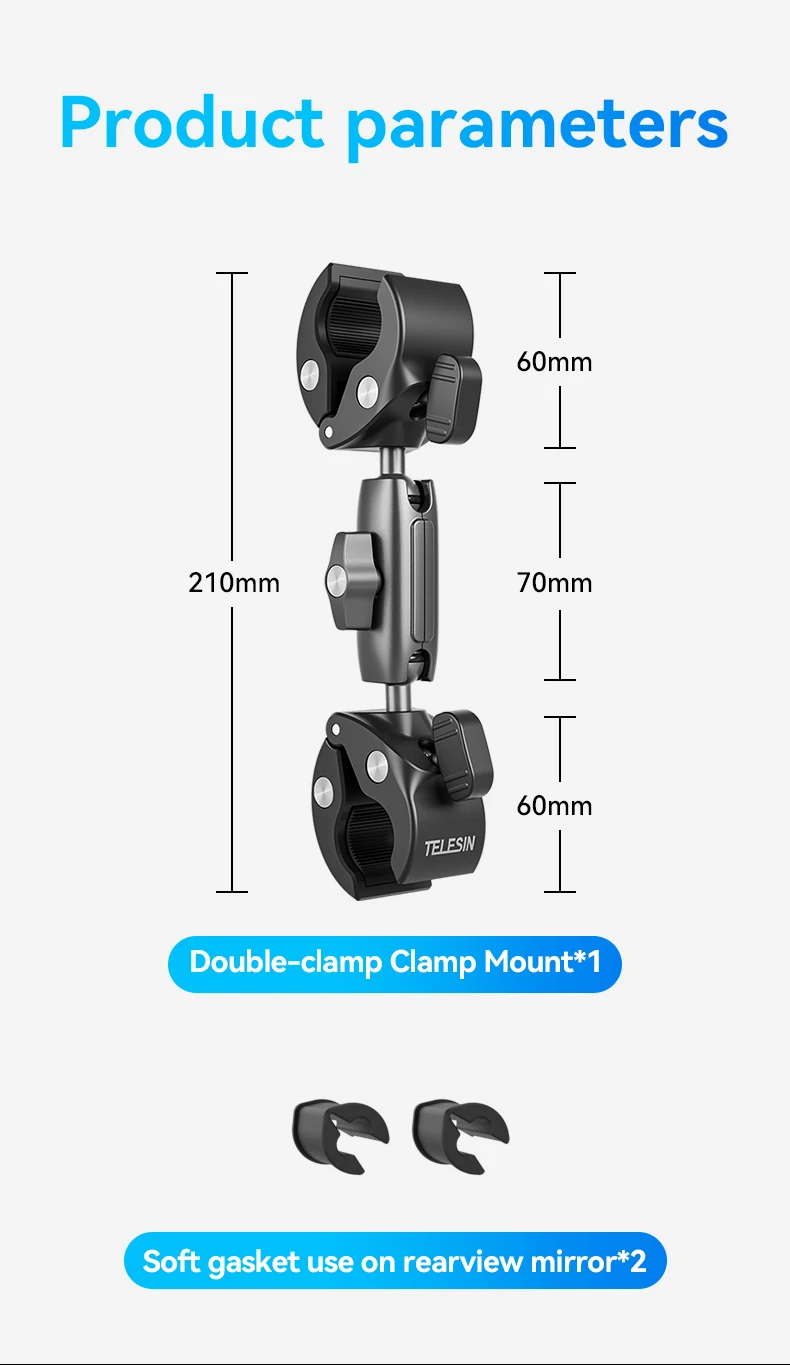 TELESIN Motorrad Fahrrad Einbeinstativ Fahrrad Lenker Panorama Halterung Unsichtbare Selfie Stick Halterung für GoPro Hero DJI Insta360 – Detail 12