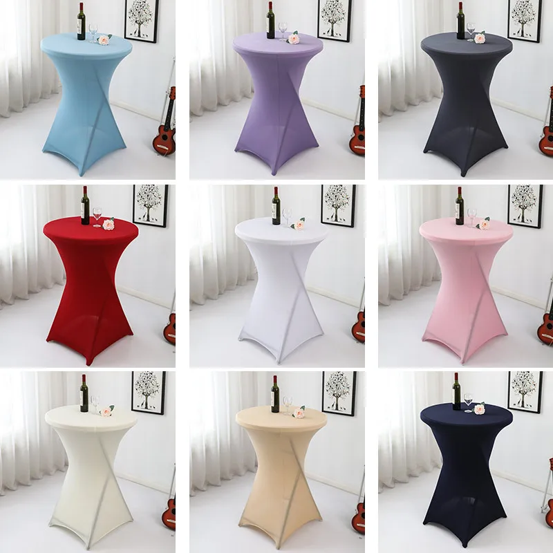 Elastic Table Cover Bar Counter&dining&bar Banquet Tablecloth Cocktail Round Tulle Table Skirt  Sweet Table Decoration  плинтус