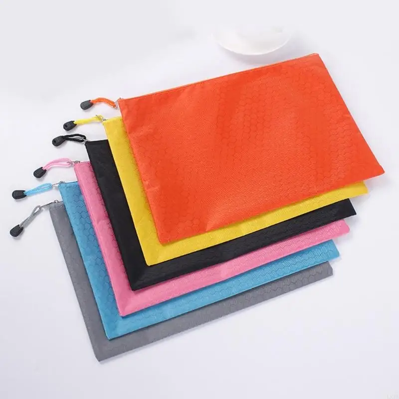 LXAA 6PCS FILE TAPALET Túi nước chống nước Oxford Túi tiền có khóa ảnh tài liệu