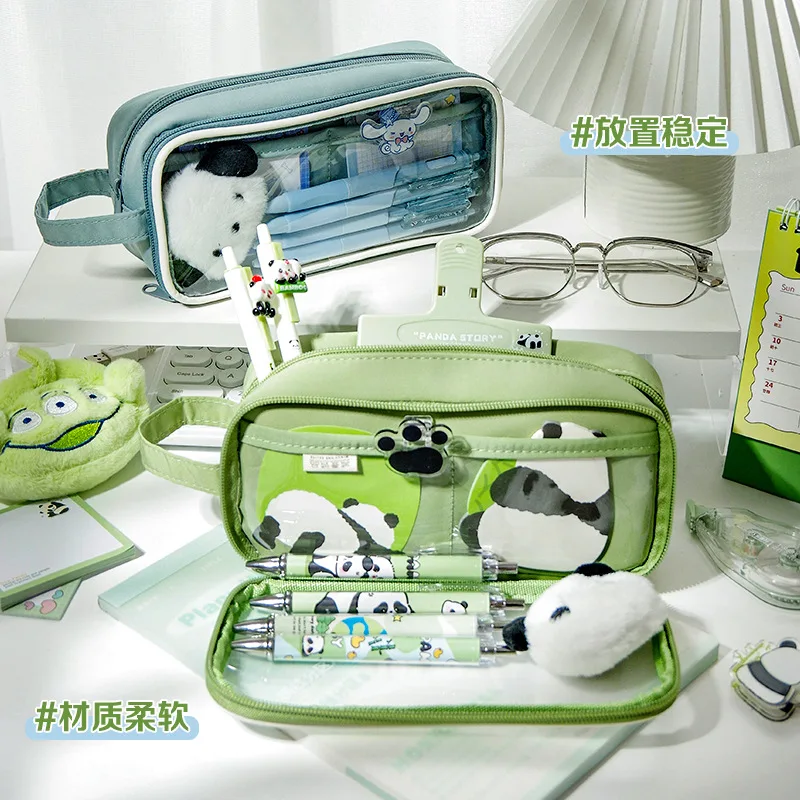 Transparent Pain Bag Pencil Case Large Capacity High Appearance Simple DesigndiyStudent Stationery Box Junior High School Studen