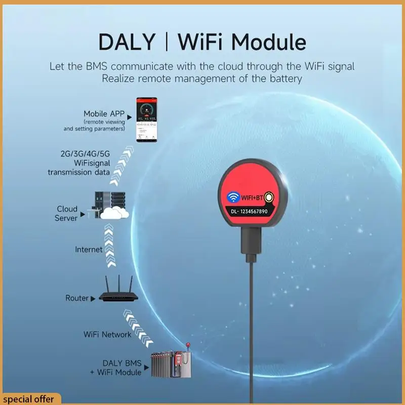 A68Z WIFI Modul Für 4S BMS WIFI Modul Für 8S 16S 24S 40A 100A 150A 200A Lifepo4 Li-LTO APP Remote Monitor