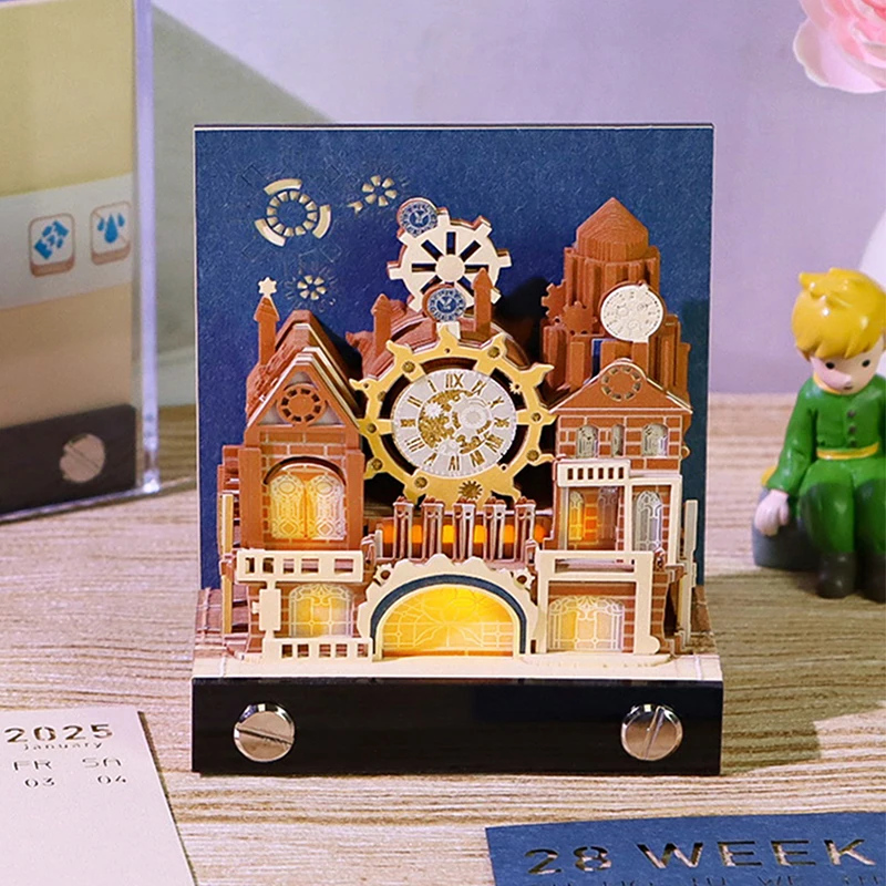 

Календарь-ежедневник Time Piece 2026 с LED-подсветкой, 3D-календарь с отрывными листами, бумажный календарь с художественной резьбой, блокнот для заметок, подарок