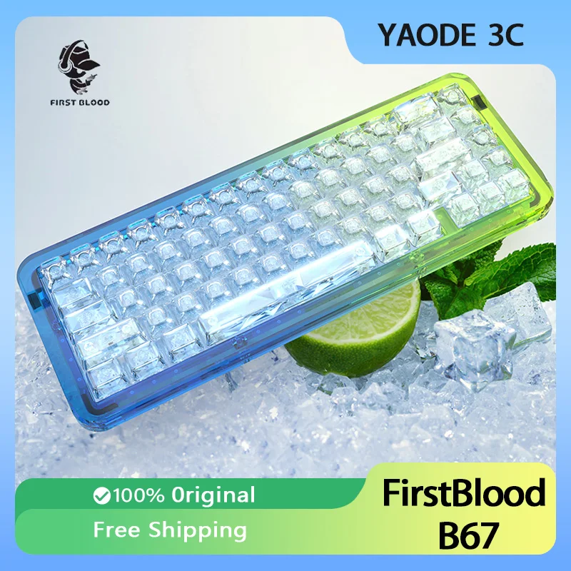 Firstblood-Teclado mecânico Bluetooth sem fio, Transparente RGB Hot Swap, Teclado personalizado para jogos, Esports, B67, Modo 3