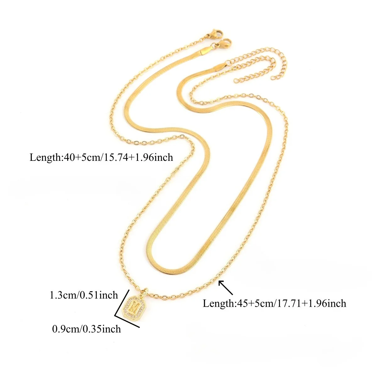 Vergoldeter Personalisierter Initialen-Anhänger Elegante Halskette für Damen und Herren Achteckige Form Kubisches Zirkonia Schmuckgeschenk – Detail 4