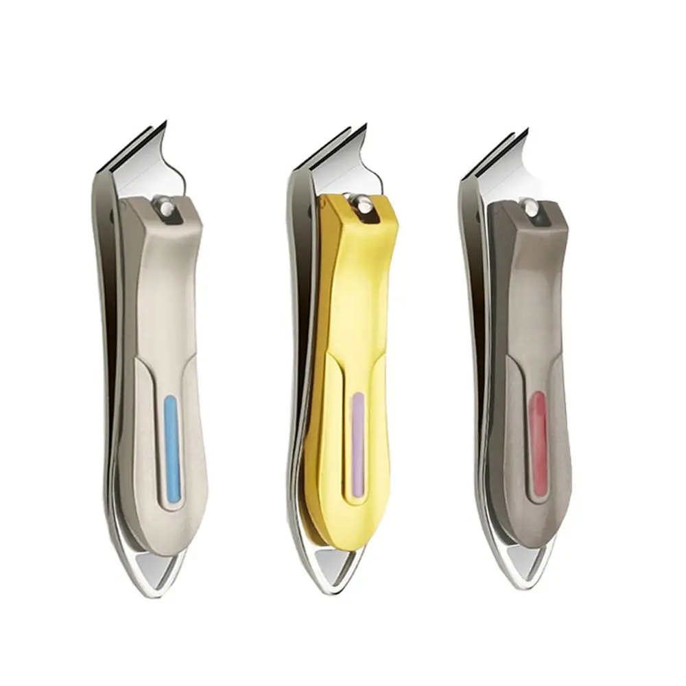 Tijeras para uñas con apertura de mandíbula ancha, herramienta de manicura, cortaúñas plegables, con forma de bisel duro y grueso de acero inoxidable