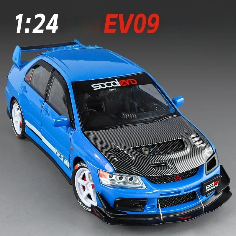 公式ライセンス取得済み 1/24 三菱 エボリューション9 改造ダイキャストカーモデル プルバック式 サウンド＆ライト付き コレクションミニチュアカー
