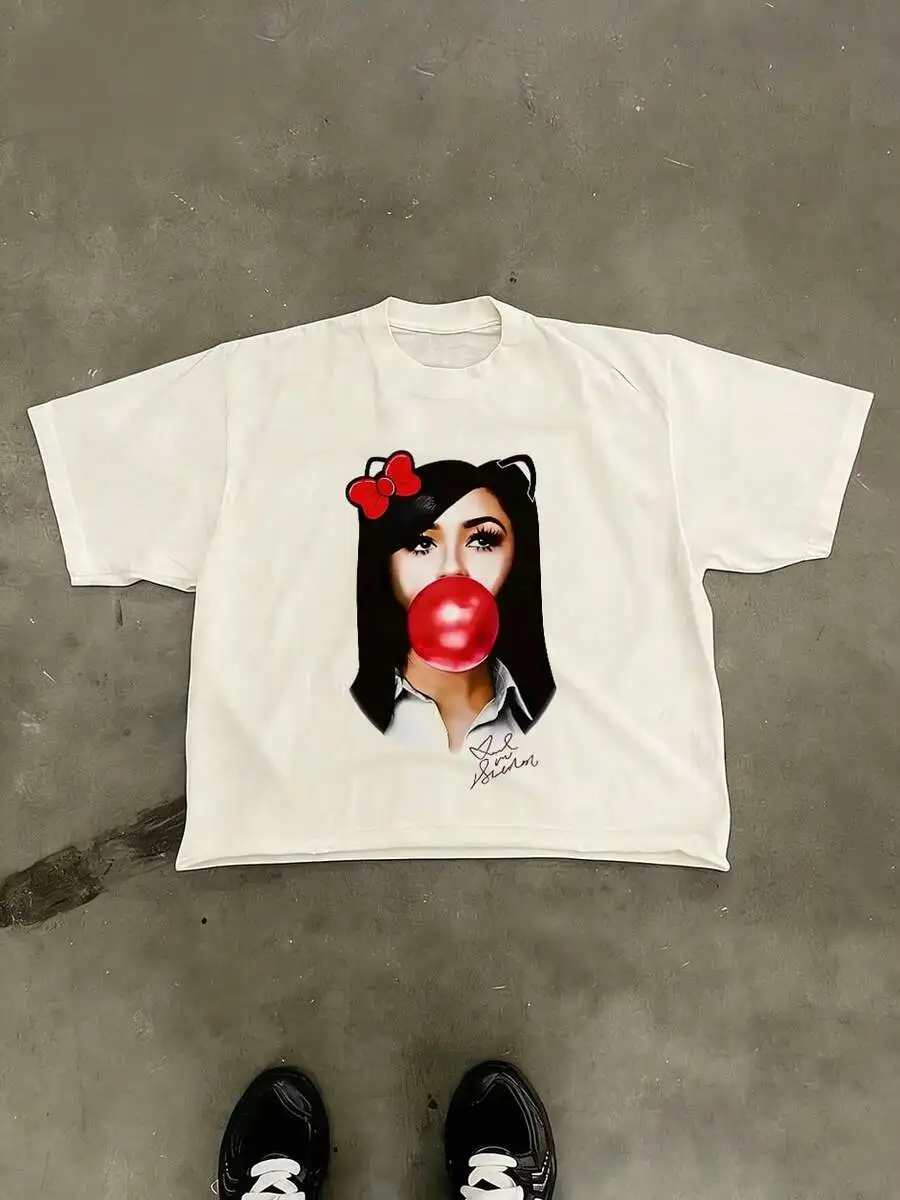 Tween Girl Cotten Clothes,Y2K-Inspired Letter Print T-Shir-Perfect For Spring/Summer/Fall,Fashion, Streetwear, Unisex, Men, Wome